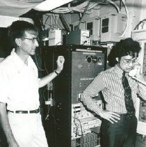 Dr Owen Wiley during first medical transmission via COMSAT.